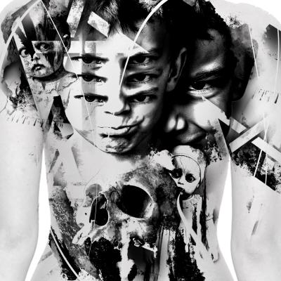 Modernes, abstrakt- realistisches Tattoo Design/ Wannado , düster mit surrealistischen Elementen, Rückentattoo/Backpiece von Artist Clemens Tattoo Ravensburg